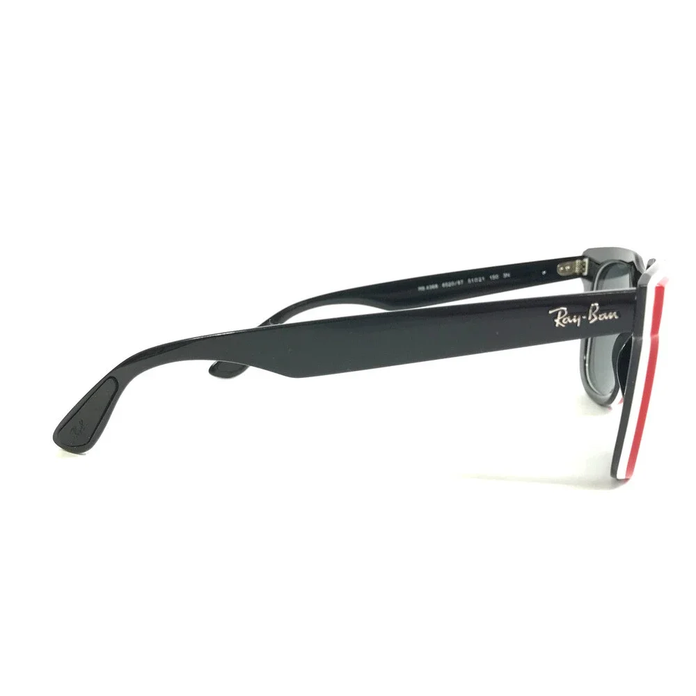 Ray-Ban Sunglasses RB4368 6520/87 Jeffrey Red White Black Frames w/ Gray Lenses